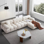 Cream Modular Sofa Set, Cat-Proof Teddy Fabric 3-Seater with Latex-Foam Fill, Imported Pine Frame, Nordic Retro Style