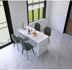 Quartz Stone Breakfast Bar, Kitchen Island with Dining Table & Cabinet, Stain Resistant & High Hardness, Custom Modern Design