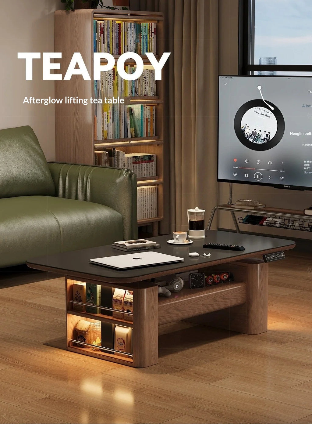 Any Size Custom Nordic Style Electric Lift Coffee Table Sturdy Durable Living Room Home Luxury Multi Functional Tea Table Furnit