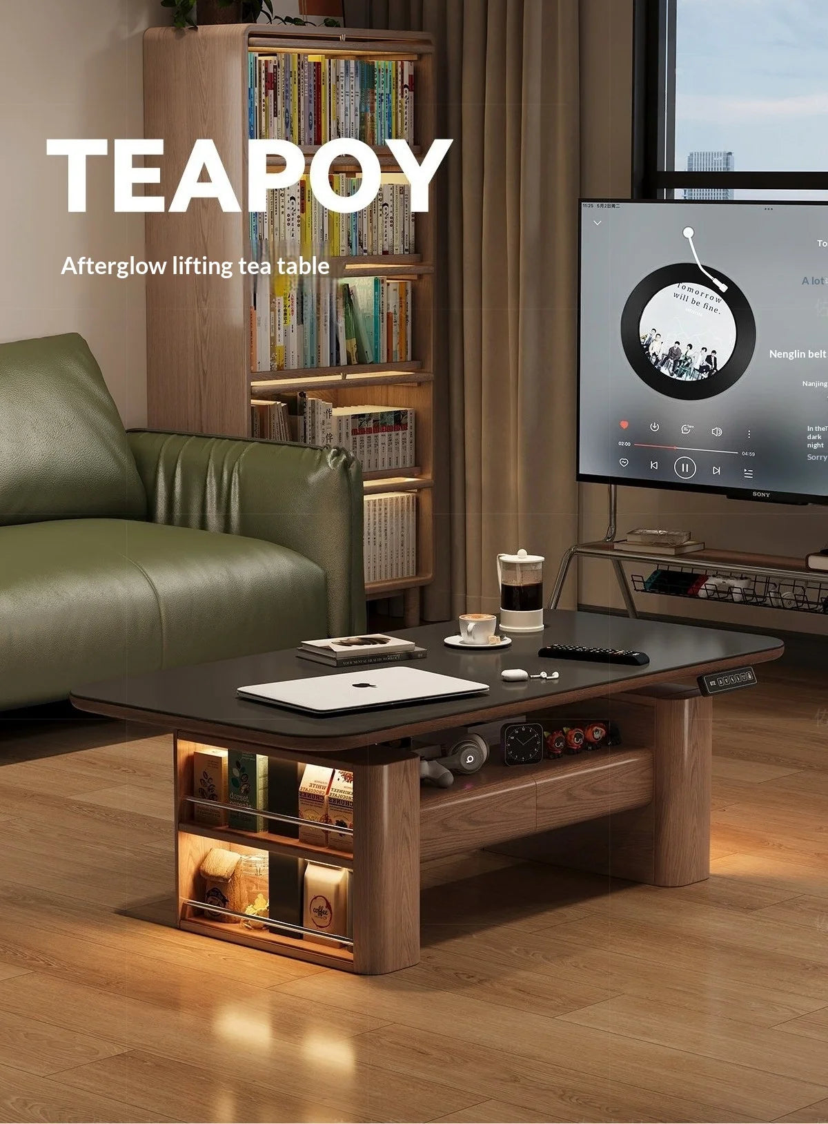 Any Size Custom Nordic Style Electric Lift Coffee Table Sturdy Durable Living Room Home Luxury Multi Functional Tea Table Furnit