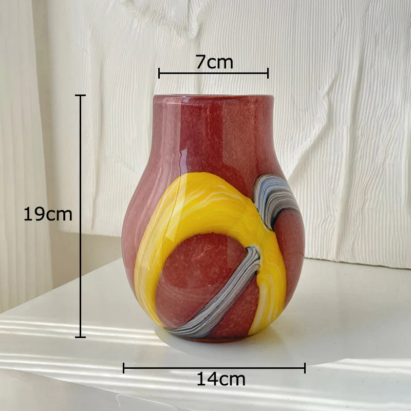 Colorful Marbled Glass Vase