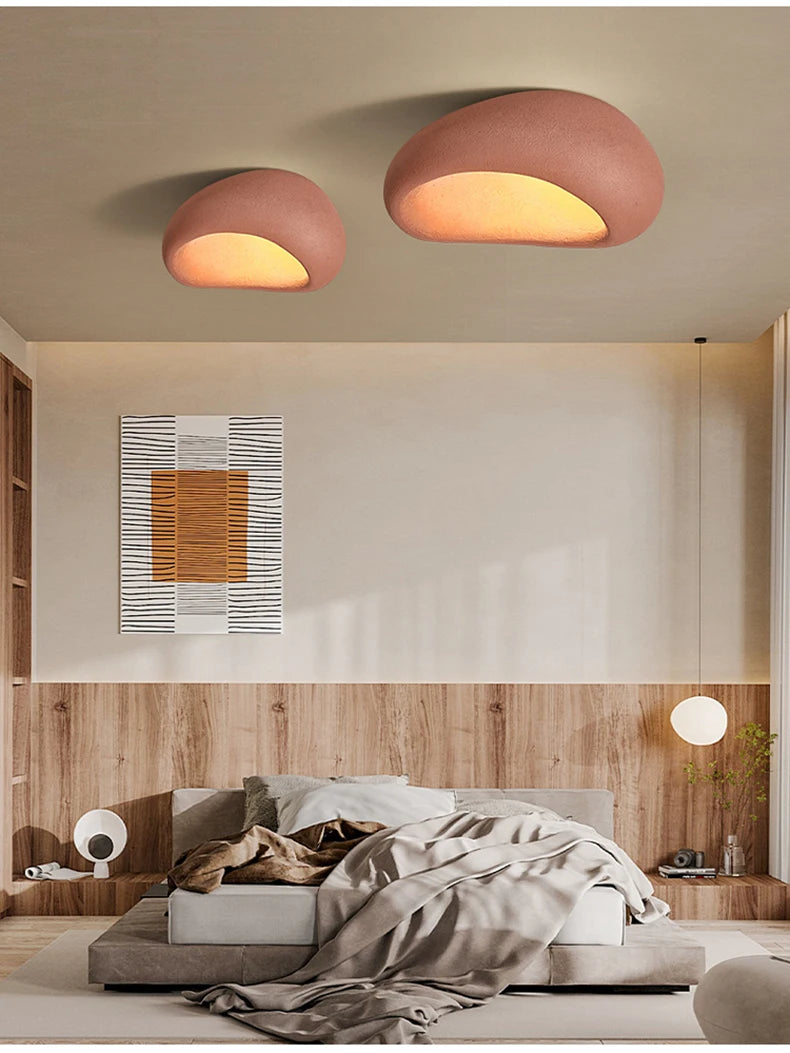Nordic Minimalist Wabi Sabi Cream Wind Led Ceiling Lamps Chandelier Lustre Living Dining Room Home Decor Bedroom Lights Fixture