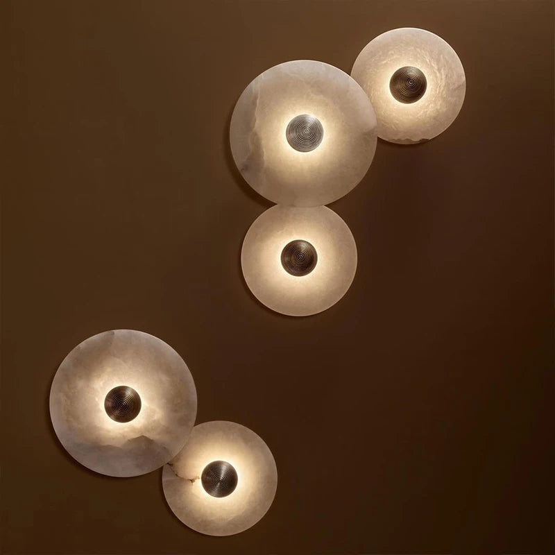 Nordic Modern Designer Minimalist Marble Circular Wall Lamp Corridor Study Bedroom Bedside Led Lights Tv Background  Decor