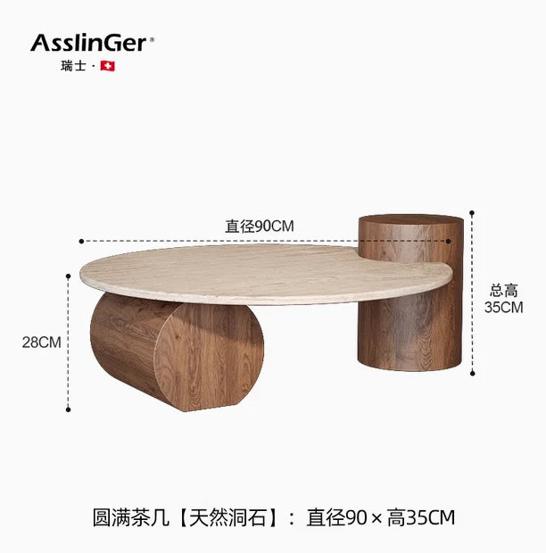 Stone Italian Side Table Nordic Natural Travertine Unique Wood Coffee Table Round Stone Designer Stolik Kawowy Home Furniture