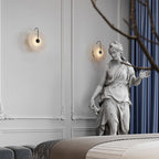 Nordic Modern Designer Minimalist Marble Circular Wall Lamp Corridor Study Bedroom Bedside Led Lights Tv Background  Decor