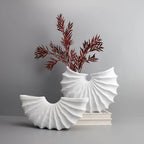 European Scalloped Conch Floral Vase Resin Flower Pots Flower Arrangement Decorative Modern Decor Desk Decoration Crafts Vases