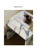 Italian Minimalist Calacatta Side Table, Mobile Square End Table for Living Room, One-Piece Natural Marble, Artistic & Customize