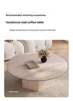 Luxury Travertine Pattern Stone Dining Table, Cream Mid-Century Style for Small Space, Stain & Heat Resistant, Customizable