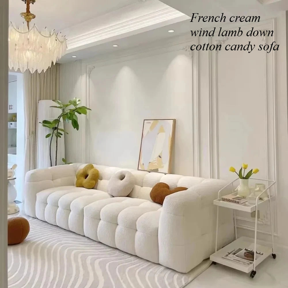 Straight row Split design soft bread module sofa berber fleece comfortable living room sofa apartment home furniture accessories
