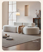 Fabric Sofa, Cashew Shape Compression Couch with High-Resilience Foam, Velvet Upholstery, Non-Deformation, Roll-Pack Design