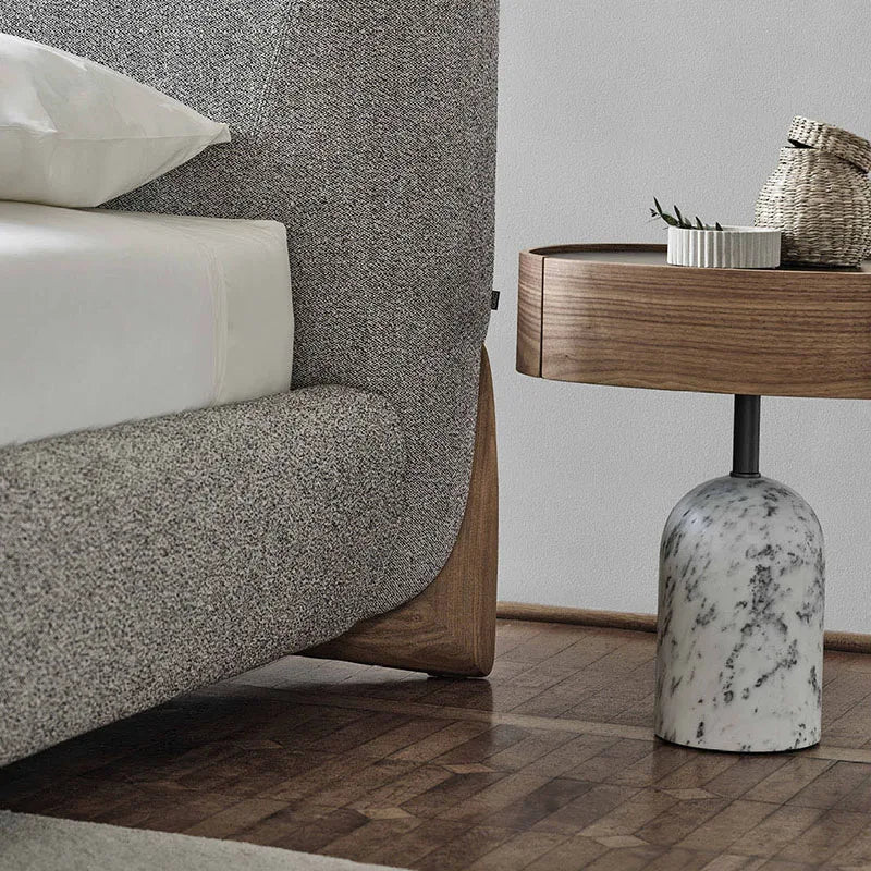 Any Size Custom Italian Minimalist Nightstand Pine Wood Marble Bedside Cabinet Eco Friendly Scratch Resistant Modern Home Storag