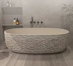 Wabi-Sabi Stone Texture Bathtub, One-Piece Artificial Stone Tub for Home , Heat Retention&Easy Clean, Body Contour, Customizable