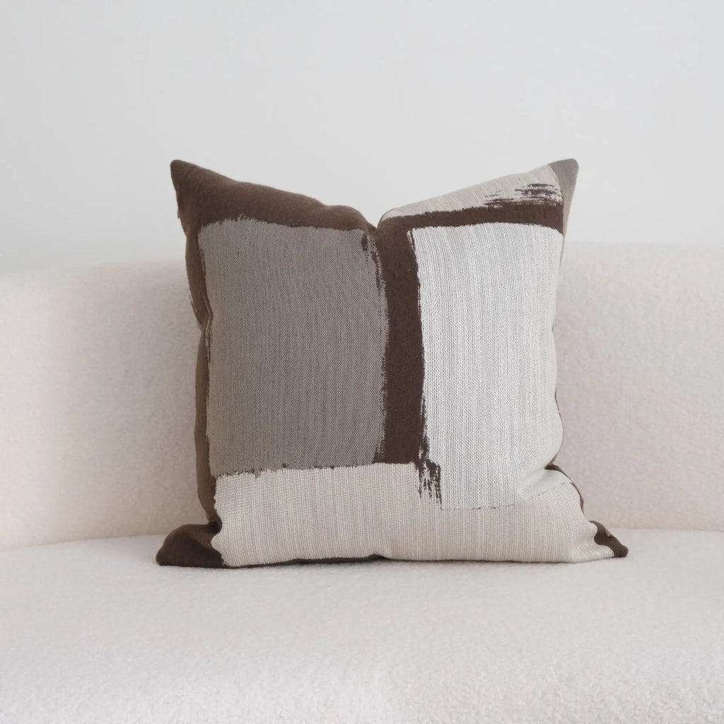Coffee Brown Maillard Cushion Cover Retro Geometric Jacquard Pillow Case Wabi Sabi Pillow Covers Decorative Modern Luxury Home