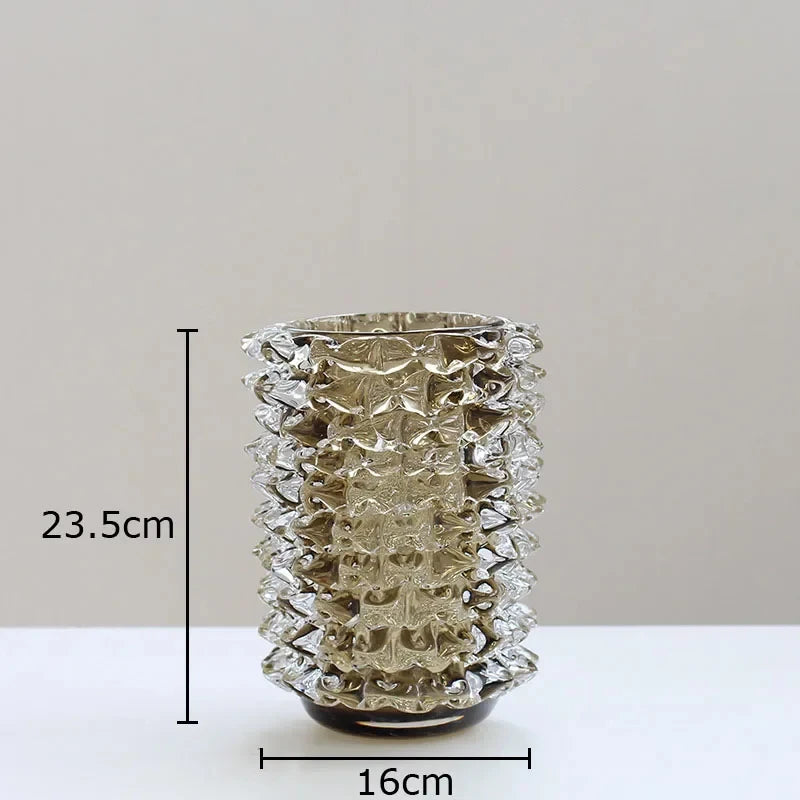 Creative Transparent Wrinkle Glass Vase Desk Decoration Flower Arrangement Hydroponics Flower Pots Floral Vases Modern Decor