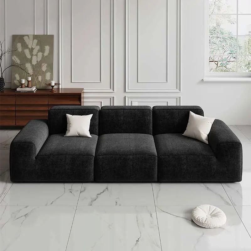 Frameless Tofu Block Sofa, Wabi-Sabi Chenille Fabric with 5-Zone Support, Heavy-Duty & High-Density Foam, Minimalist Design