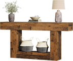 Tribesigns 63" Console Table, Farmhouse 2-Tier Entryway Table with U-Shaped Base, Narrow Long Wood Sofa Table Behind Couch Table