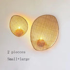 H5-Wabi Sabi Wall Lamp Japanese Room Decor Rattan Lamp Hand-woven Living Room Bedroom Beside Retro Study Corridor Aisle Light