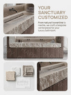 Any Size Custom Wall Mounted Washbasin Rough Travertine Countertop Concealed Drain Textured Basin Artificial Stone Countertop Ba