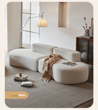 Fabric Sofa, Cashew Shape Compression Couch with High-Resilience Foam, Velvet Upholstery, Non-Deformation, Roll-Pack Design