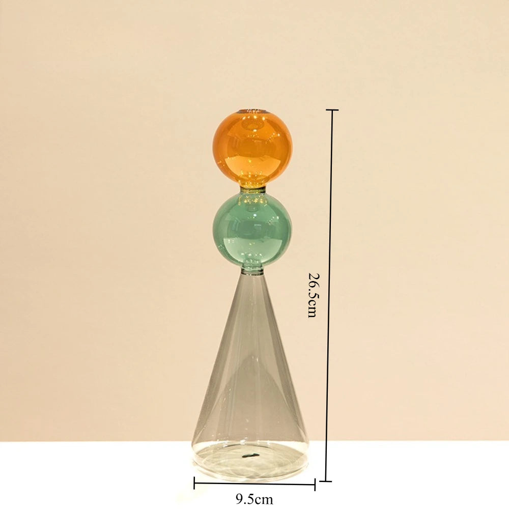 Minimalist Colored Glass Creative Double-layer Glass Transparent Vase Desktop Soft Decoration Hydroponics Vase Home Decoration