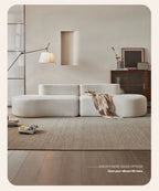 Fabric Sofa, Cashew Shape Compression Couch with High-Resilience Foam, Velvet Upholstery, Non-Deformation, Roll-Pack Design