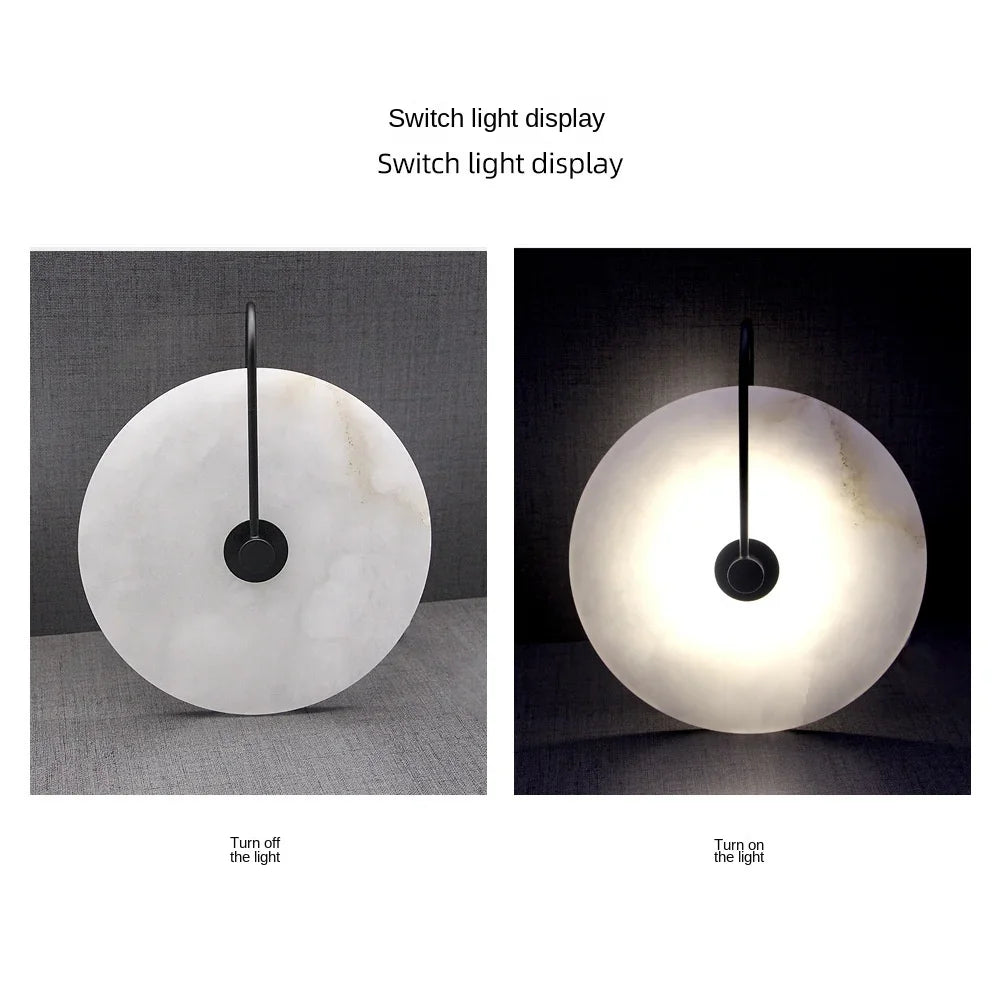 Nordic Postmodern Minimalist Marble Living Room Wall Lamp Creative Circular Bedroom Headboard Corridor Wall Lamp