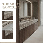Any Size Custom Wall Mounted Washbasin Rough Travertine Countertop Concealed Drain Textured Basin Artificial Stone Countertop Ba