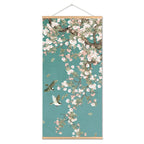 Chinese Art Landscape Ink On Canvas Anime Poster Vintage Plum Blossom Bird Hanging Canvas Painting With Wooden Frame
