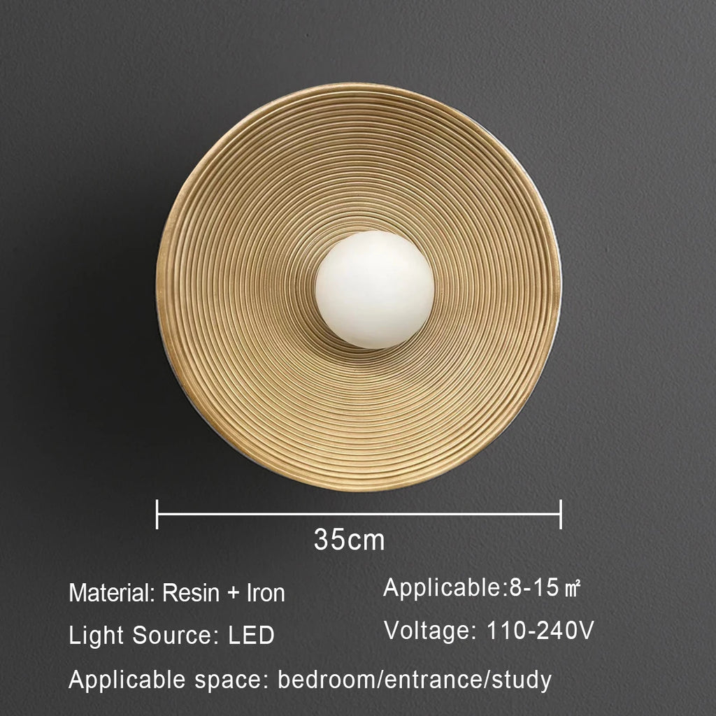 Nordic Creative Retro Round Wall Lamp Wabi-sabi Resin Sconces for Living Room Bedroom Bedside Hotel Corridor  Decor lightig