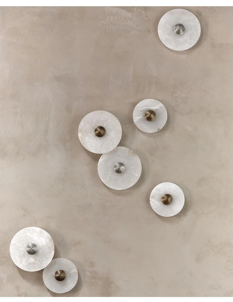 Nordic Modern Designer Minimalist Marble Circular Wall Lamp Corridor Study Bedroom Bedside Led Lights Tv Background  Decor