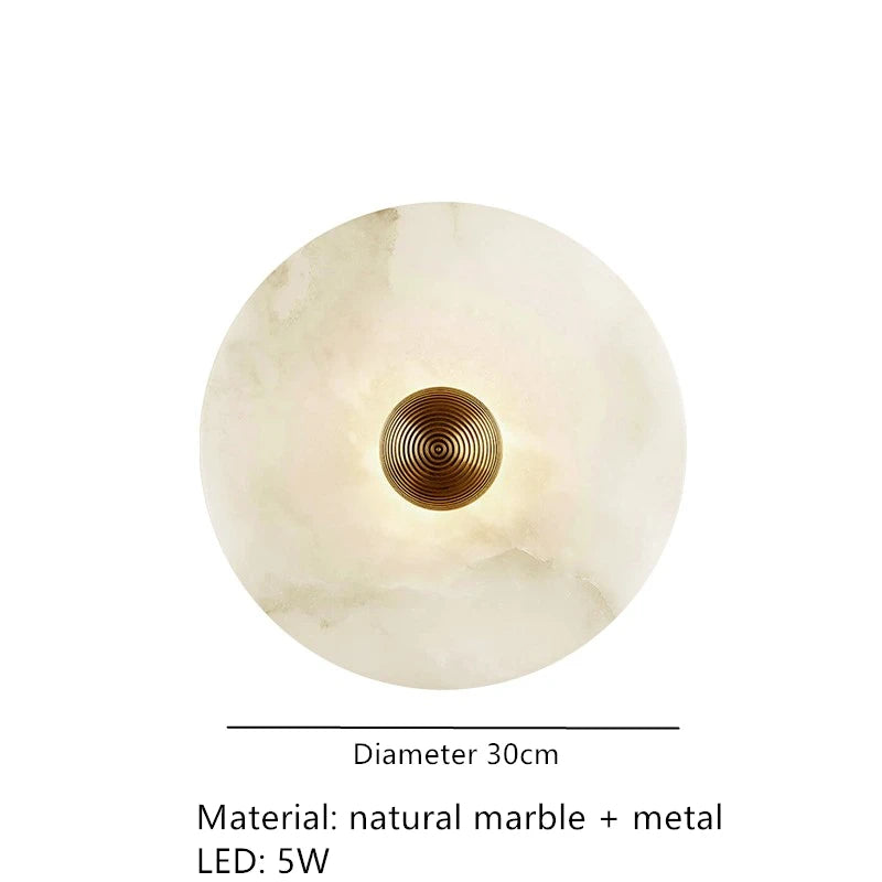 Nordic Modern Designer Minimalist Marble Circular Wall Lamp Corridor Study Bedroom Bedside Led Lights Tv Background  Decor