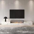 Any Size Custom Italian Luxury Stone TV Console Modern Entertainment Wall Fireplace Waterproof Scratch Proof EO Certified Living