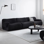 Vacuum-Compressed Modular Sofa, Wabi-Sabi Sherpa Fabric Sectional with High-Elastic Foam, Cream Mid-Century Style, Space Saving