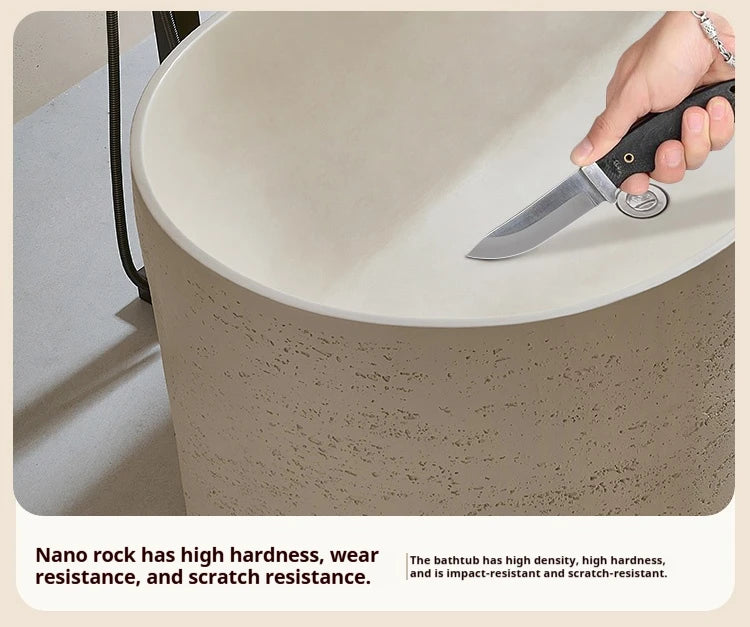 Any Size Custom Japanese Wabi Sabi Cultured Stone Bathtub Artistic Freestanding Soaking Tub Heat Retention Easy Clean Body Conto
