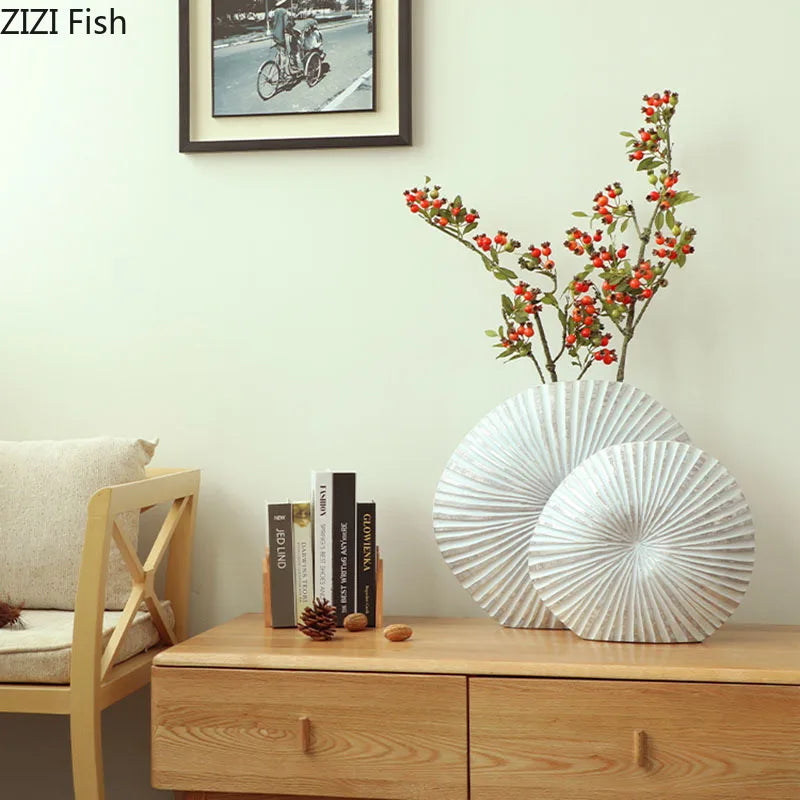 Silver Plated Vase Singular Ellipse Flower Arrangement Artificial Flowers Use Flower Vases Resin Crafts Living Room Decoration