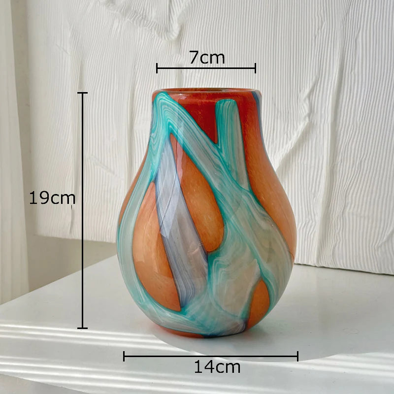 Colorful Marbled Glass Vase
