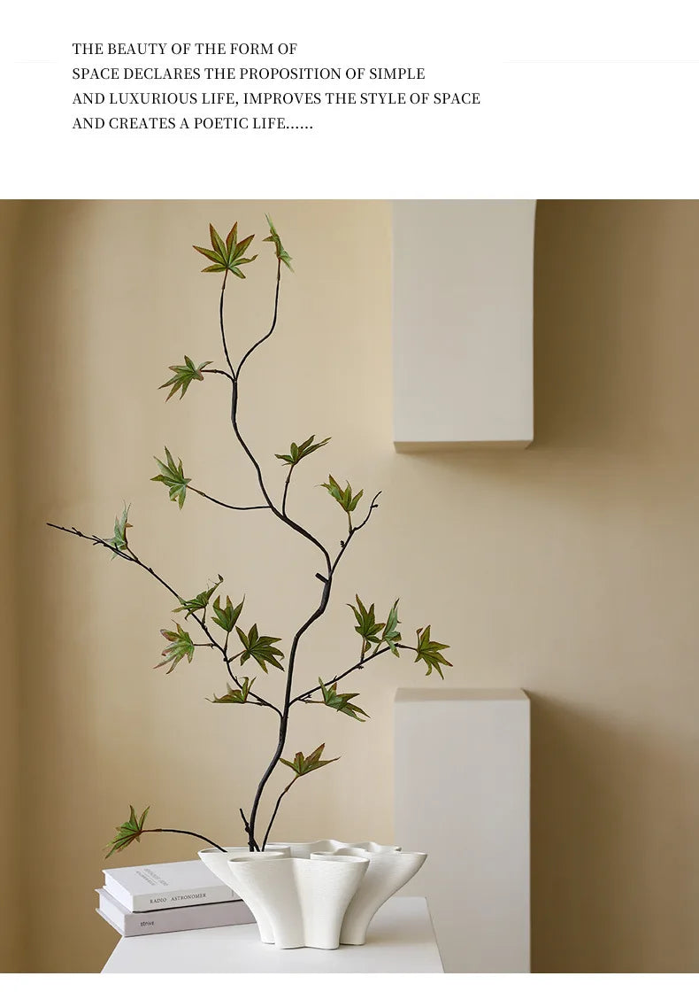 Floral Shaped Ceramic Vase Hydroponics Flower Pots Desk Decoration Flower Arrangement Modern Crafts Vases Room Aesthetic Decor