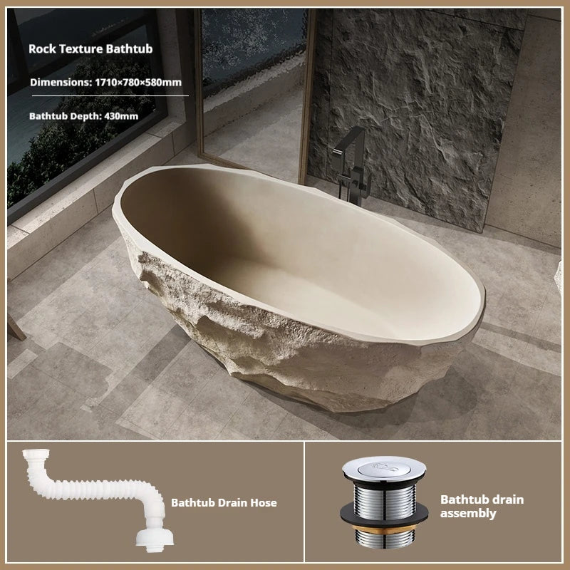 Any Size Custom Zen Inspired Stone Look Bathtub Compact One Piece Freestanding Tub Mansion Bathroom Heat Retaining Easy Clean Bo