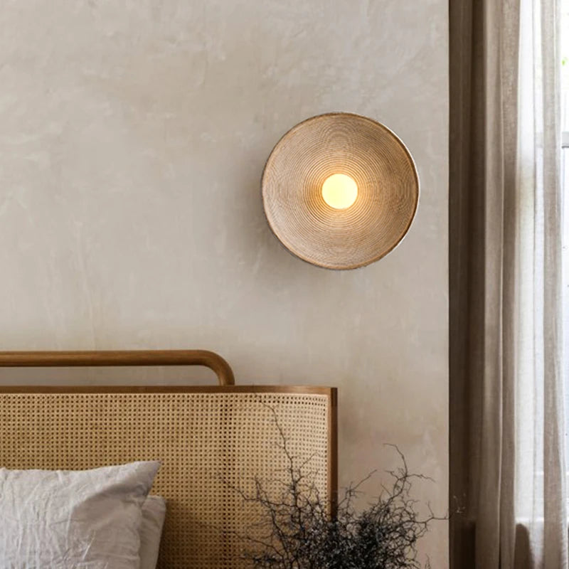 Nordic Creative Retro Round Wall Lamp Wabi-sabi Resin Sconces for Living Room Bedroom Bedside Hotel Corridor  Decor lightig