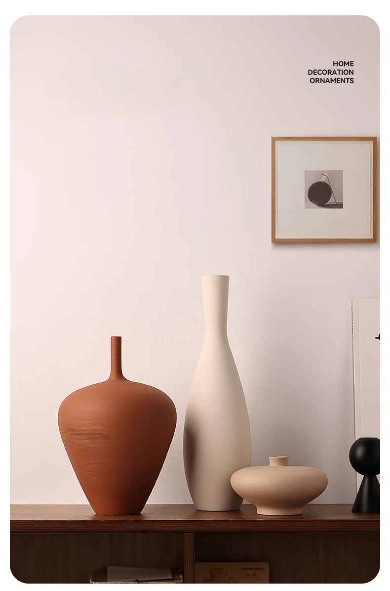 Minimalist Brushed Frosted Ceramic Vase Plant Pots Table Decoration Flowers Arrangement Floral Vases Room Aesthetic Decor