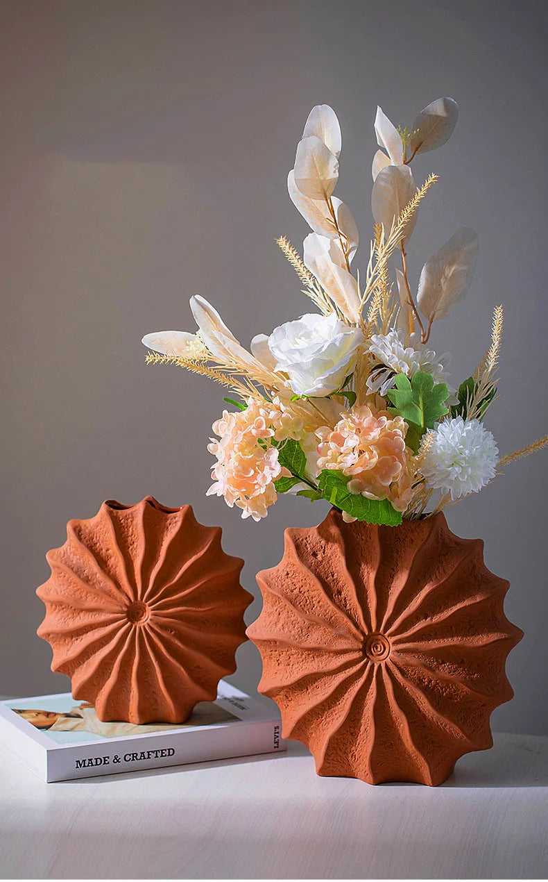 Minimalism Shell Shaped Ceramic Vase Hydroponics Floral Vases Orange Conch Flowers Pots Flower Arrangement Desk Decoration