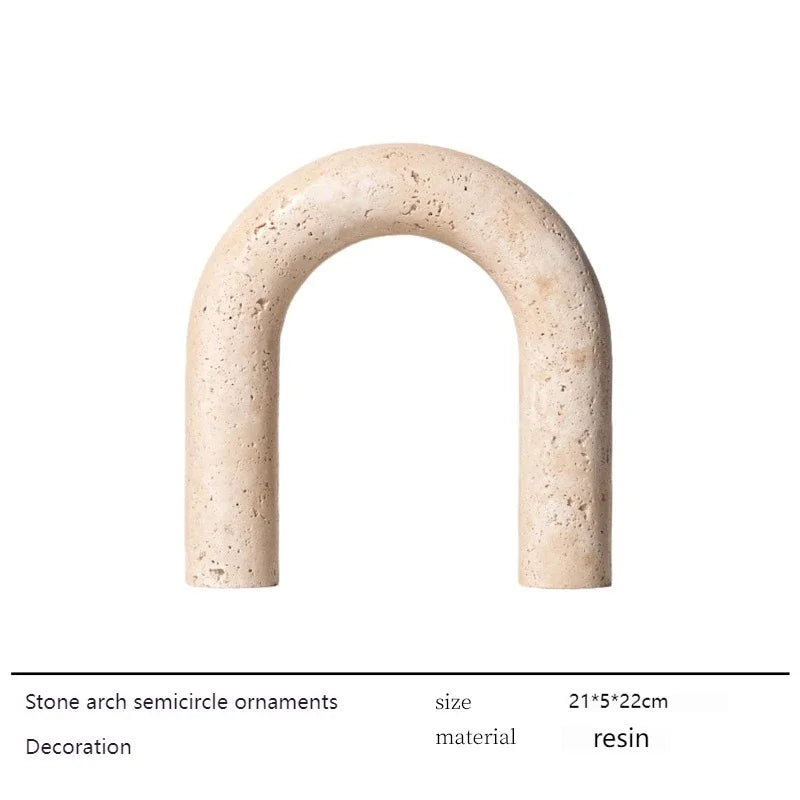 Organic Marble Sculpture in Yellow Travertine, Wabi Sabi Art Object for Shelf Decor, Window Display & Minimalist Home Statue