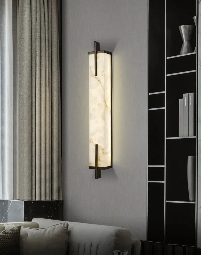 Nordic minimalist imitation marble living room TV background wall light hotel bedroom headboard resin light