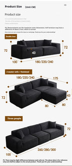 Frameless Tofu Block Sofa, Wabi-Sabi Chenille Fabric with 5-Zone Support, Heavy-Duty & High-Density Foam, Minimalist Design