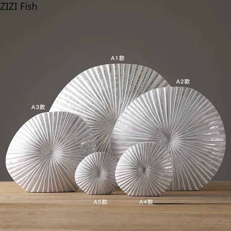 Silver Plated Vase Singular Ellipse Flower Arrangement Artificial Flowers Use Flower Vases Resin Crafts Living Room Decoration
