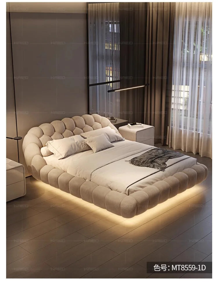 Lambswool Floating Bed Aesthetics Princess Wedding High End Quality Bed Modern Apartment Confortable Muebles Bedroom Furniture