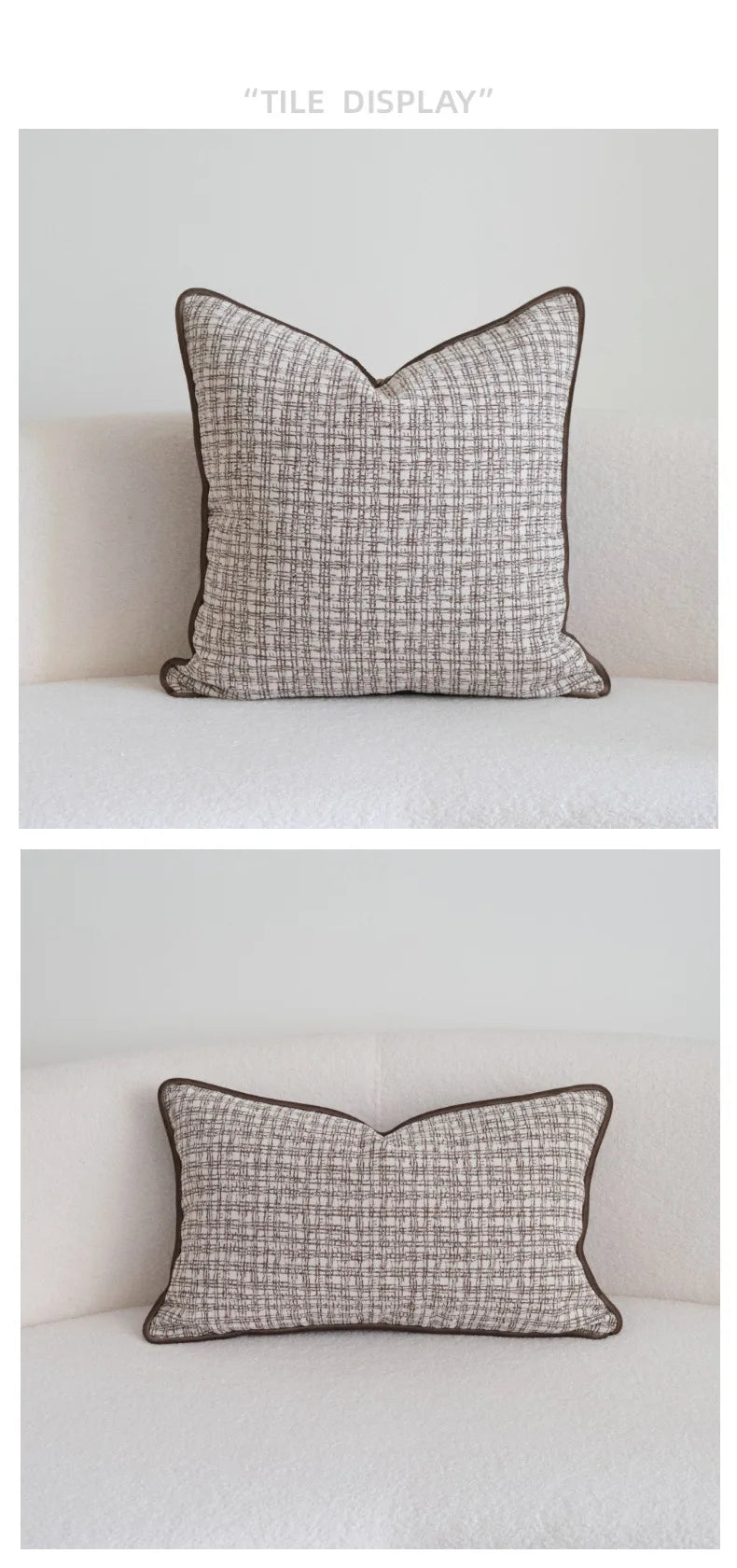 Coffee Brown Maillard Cushion Cover Retro Geometric Jacquard Pillow Case Wabi Sabi Pillow Covers Decorative Modern Luxury Home
