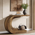 Tribesigns 43.3" Mid-Century Modern Console Table for Entryway, Wood C-Shaped Hallway Entry Accent Table for Living Room