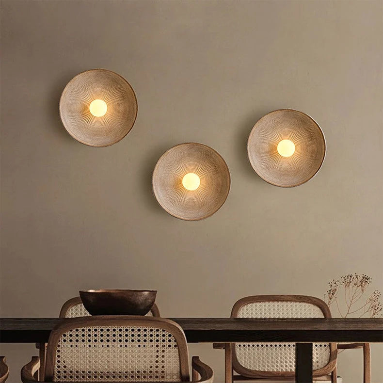 Nordic Creative Retro Round Wall Lamp Wabi-sabi Resin Sconces for Living Room Bedroom Bedside Hotel Corridor  Decor lightig