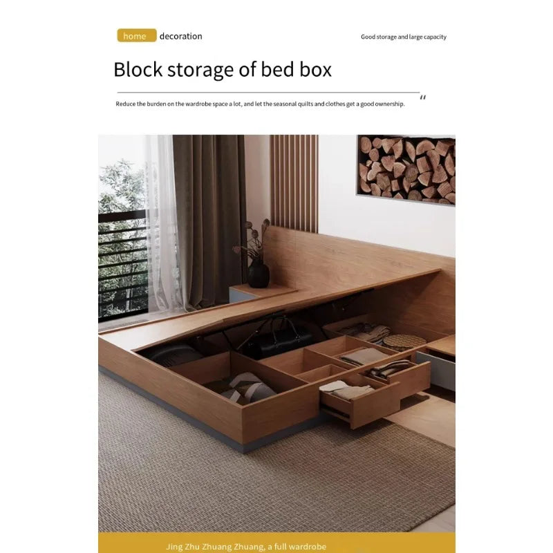 Unique European Double Bed Platform Elegant Pretty Solid Wood Luxury Bed Bases Bedroom Modern Camas Queen Size Furniture Home